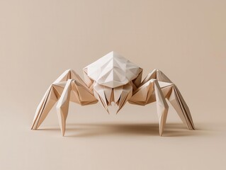 Origami Lovecraftian monster with infinite folded mouths, twisting geometric limbs, and eerie symmetry