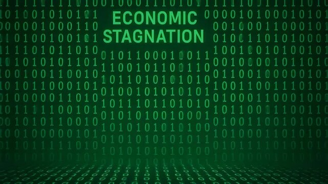 Digital illustration of economic stagnation depicted with binary code