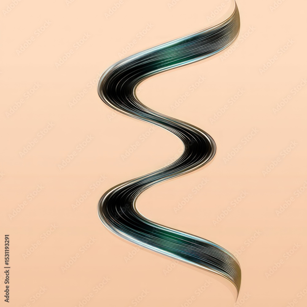 Poster Abstract Beige Background with Dark Wave Line Pattern