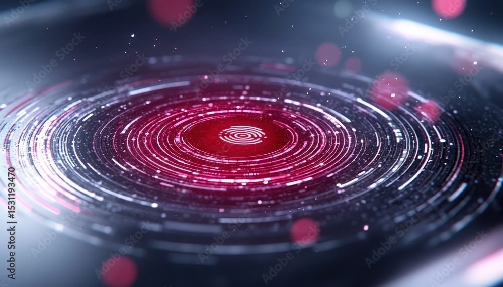 Aufkleber abstract biometric scan interface with glowing circular pattern