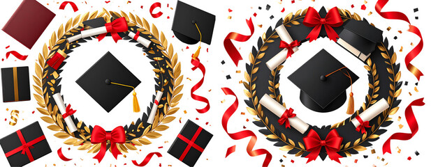  Creative Flat Lay of Graduation Elements Arranged in Circle  Transparent Background PNG