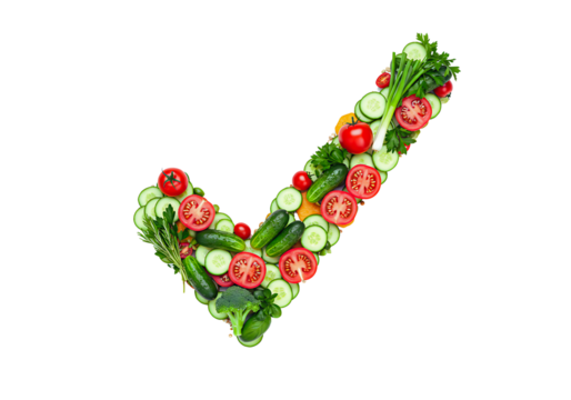 Healthy food checkmark vegetables isolated on transparent background - Powered by Adobe
