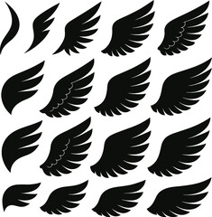Seamless black wing and bird pattern vector with eagle and dove silhouettes for tattoo and logo design