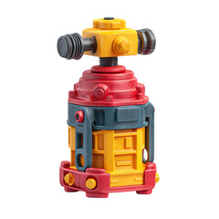 Retro Robot Toy with Vintage SciFi, and Colorful Gadget.