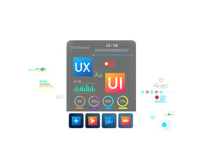 Holographic UI-UX, display icons of UX-UI , creative planning, data visualization. Web design, application design,coding develop.UX-UI design web png transparent.
