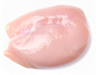 Raw chicken breast or chicken fillet top view isolated on white background