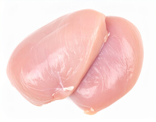 Raw chicken breast or chicken fillet top view isolated on white background
