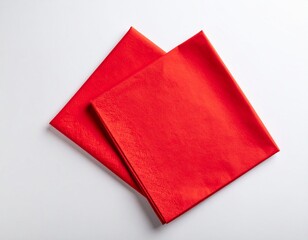Red paper napkin isolated on white background