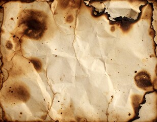 Rustic grunge style aged paper texture with burnt