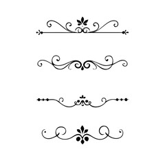 Set of Vintage decorative lines. text dividers. Line border. Lines , Borders, Underline elements. Vector illustration. Wedding decorative elements. Divider ornament borders vintage line separators. 