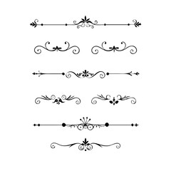Set of Vintage decorative lines. text dividers. Line border. Lines , Borders, Underline elements. Vector illustration. Wedding decorative elements. Divider ornament borders vintage line separators. 