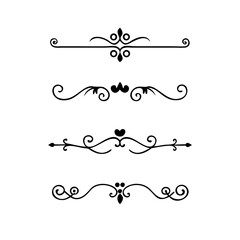 Set of Vintage decorative lines. text dividers. Line border. Lines , Borders, Underline elements. Vector illustration. Wedding decorative elements. Divider ornament borders vintage line separators. 