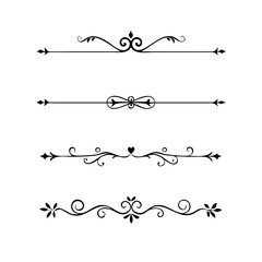 Set of Vintage decorative lines. text dividers. Line border. Lines , Borders, Underline elements. Vector illustration. Wedding decorative elements. Divider ornament borders vintage line separators. 