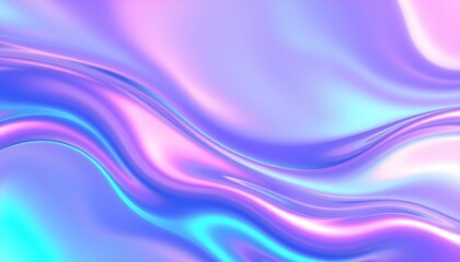 Fototapeta premium Abstract Holographic Background Shimmering Iridescent Waves of Pink, Purple, and Blue