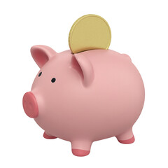 Pink Piggy Bank Gold Coin Savings Money Finance isolated on a transparent background