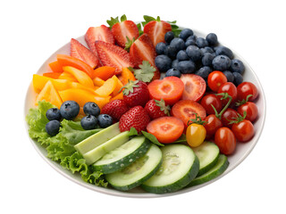 Colorful Fruit and Vegetable Salad Plate Isolated on transparent background, Isolated Png, Isolated on transparent background, Isolated Png file, Cut-out, No Background, Isolated object
