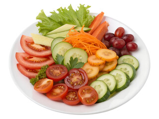 Colorful Fruit and Vegetable Salad Plate Isolated on transparent background, Isolated Png, Isolated on transparent background, Isolated Png file, Cut-out, No Background, Isolated object