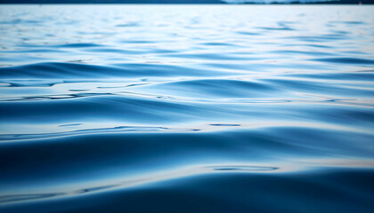 Close Up of Calm Blue Water Surface with Gentle Ripples
