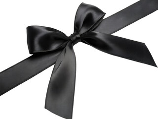 Elegant Black Satin Ribbon with Bow Isolated on transparent background, Isolated Png, Isolated on transparent background, Isolated Png file, Cut-out, No Background, Isolated object