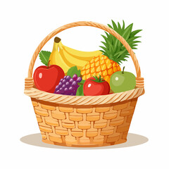 Colorful fruits nestled in a woven basket, a healthy and vibrant display.