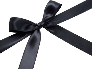 Elegant Black Satin Ribbon with Bow Isolated on transparent background, Isolated Png, Isolated on transparent background, Isolated Png file, Cut-out, No Background, Isolated object