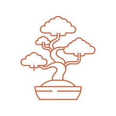 Monoline Bonsai With Decorative Pot Outline