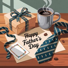 Happy Father's Day Gift Boxes Coffee Necktie, Father's Day Greeting Card Gifts Coffee Table