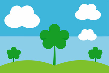 Fototapeta premium landscape with trees and clouds