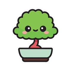 Playful Bonsai Tree With Happy Expression