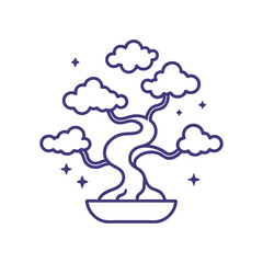 Fantasy Bonsai Tree With Outline Design