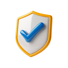 Yellow Shield with Blue Check Mark isolated on a transparent background 1
