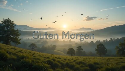 Sunrise over Misty Mountains Guten Morgen