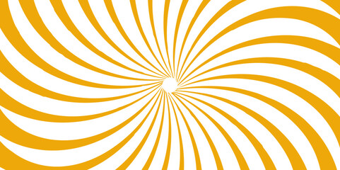 Spiral radial striped backdrop design. Yellow abstract background with light of sunburst. Symmetrical curved segments, a hypnotic, sunburst optical illusion. floral patterns with stippling texture.