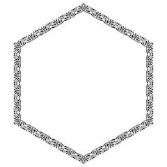 Clean hexagon frame with patterned edges in minimalist outline