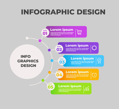 Infographic design template step by step.Simple and clean design.