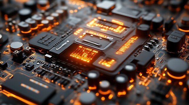 High-tech circuit board close-up
