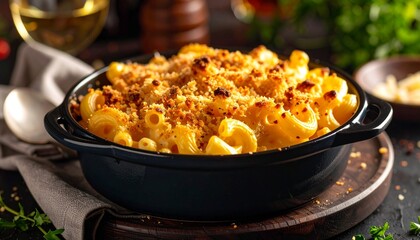 Baked Mac and Cheese with Breadcrumb Topping in Glass