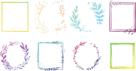 Colorful art deco ornaments frame . antique decorative color border,