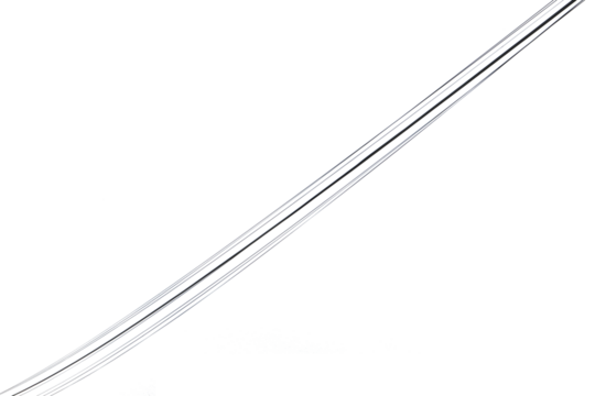 Power lines diagonally cross a cloudy sky