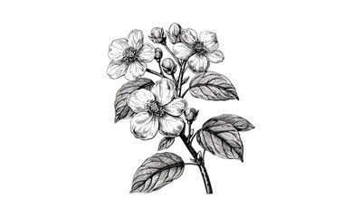 Cornus Canadensis Flower Illustrations, wildflower art, botanical vector, flora drawing, flower design, garden plants, nature sketch, vibrant bloom, summer botanical art, plant illustrations.