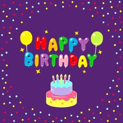 Bright children's greeting card, Happy Birthday.