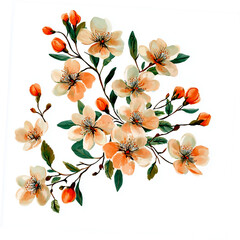 A bunch of peach blossoms light pink and white flowers generative AI