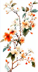 A bunch of peach blossoms light pink and white flowers generative AI