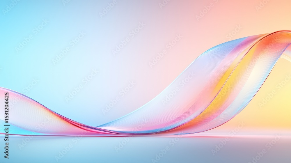 Poster abstract flowing lines and ovals on a blue and orange gradient background