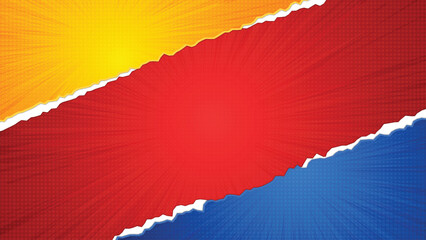Colorful Comic Torn Paper Effect Background with Dynamic Burst Texture