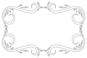 Vintage outline decorative frame with ornamental scroll and floral corners