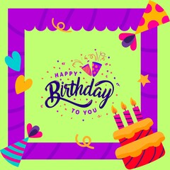 Bright children's greeting card, Happy Birthday.