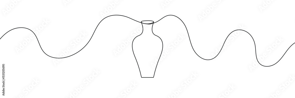 Poster continuous line drawing of vase. one line drawing background. vector illustration. linear drawing of