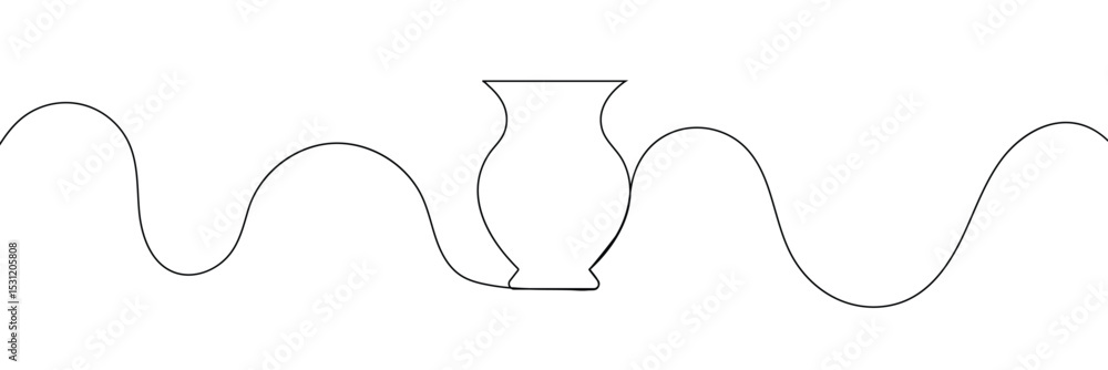 Poster continuous line drawing of vase. one line drawing background. vector illustration. linear drawing of