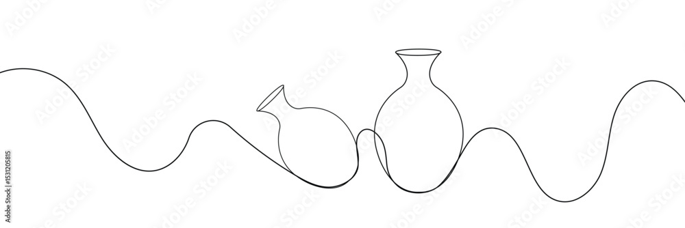 Poster continuous line drawing of vase. one line drawing background. vector illustration. linear drawing of
